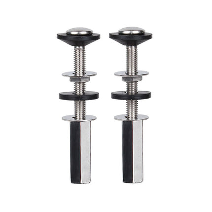 Toilet Tank to Bowl Bolt Kits, 2 Pack Toilet Bolt Kit for Tank Heavy Duty Washers and Round Cover Caps with Extra Long Nut Screw (Silver).