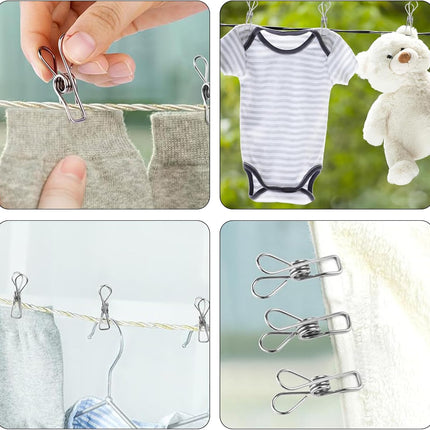 30 PCS Clothes Pins for Laundry Clips, 2.5 Inch Stainless Steel Clothespins for Outdoor, Clothes, Food Sealing and Photo.