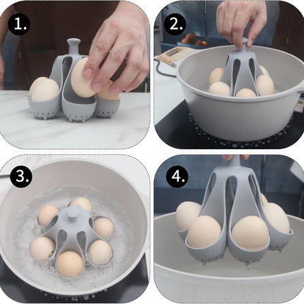 Silicone Egg Boiler Rack, Egg Poacher Egg Boiler Holder Holds 6 Eggs for Easy Cooking and Fridge Storage, Dishwasher Safe.