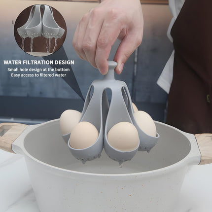 Silicone Egg Boiler Rack, Egg Poacher Egg Boiler Holder Holds 6 Eggs for Easy Cooking and Fridge Storage, Dishwasher Safe.