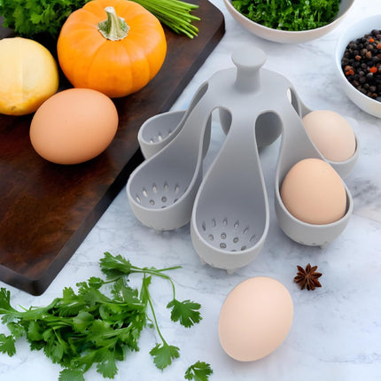 Silicone Egg Boiler Rack, Egg Poacher Egg Boiler Holder Holds 6 Eggs for Easy Cooking and Fridge Storage, Dishwasher Safe.