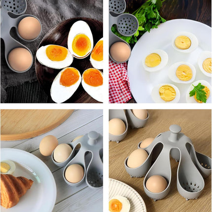 Silicone Egg Boiler Rack, Egg Poacher Egg Boiler Holder Holds 6 Eggs for Easy Cooking and Fridge Storage, Dishwasher Safe.