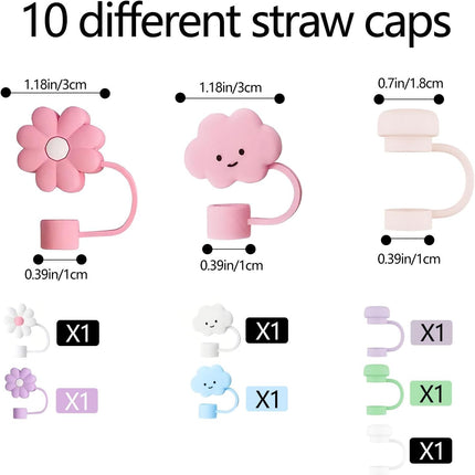 10 Pcs Straw Cover Cap for Stanley Cup, 10mm/0.4in Silicone Covers Accessories for Water Cup Straw, Dust proof and Leak proof.