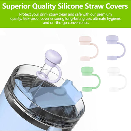 10 Pcs Straw Cover Cap for Stanley Cup, 10mm/0.4in Silicone Covers Accessories for Water Cup Straw, Dust proof and Leak proof.