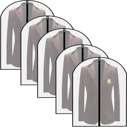 Garment Bag Suit Bag, 5 Pack Coat Cover Clothes Storage Bags Garment Dust Cover Bags with Zipper for Coat Suits Dresses Costumes Uniforms (40 x 24in, L).