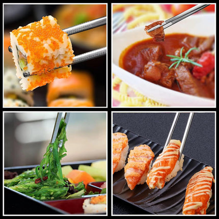 Stainless Steel Chopsticks, Reusable Metal Chopsticks Square Lightweight Chop Sticks Set Dishwasher Safe - 6 Pairs (Silver).