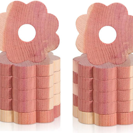 12 Pcs Cedar Blocks for Clothes Storage, Cedar Wood Flowers Rings Natural Aromatic Cedar Accessories for Closets & Drawers.