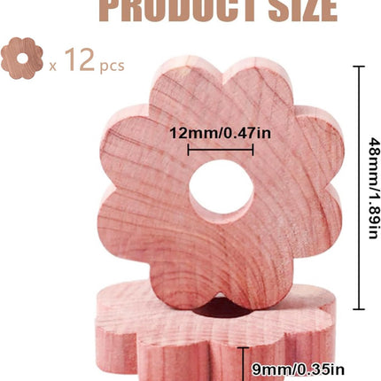 12 Pcs Cedar Blocks for Clothes Storage, Cedar Wood Flowers Rings Natural Aromatic Cedar Accessories for Closets & Drawers.