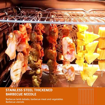 30 Pcs Kebab Skewers, 7.9 Inch Stainless Steel Barbeque Skewers with Ring-Tip Handle, Reusable BBQ Grilling Kabob Skewer for Chicken, Fruit, Vegetable, Meat.