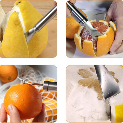 Stainless Steel Orange Peeler Tool Grapefruit Knife, Lemon Citrus Peel Cutter Vegetable Slicer Fruit Tools Kitchen Gadgets (2 Pack).
