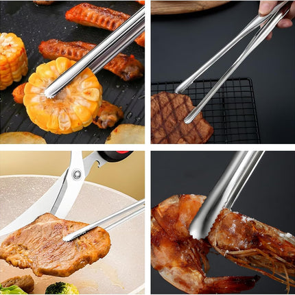 2 Pcs BBQ Kitchen Tongs, Stainless Steel Heat Resistant Tweezer Tongs Utensils for Kitchen Cooking, Grilling.