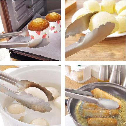 2 Pack Kitchen Tongs, 9" and 12" Stainless Steel Cooking Tongs, Non-Slip Heat Resistant Handle Heavy Duty Food Locking Tongs.