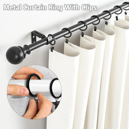 18 Pcs Curtain Rings with Clips, Drapes Rings 1.26 inch, Rustproof Metal Curtain Rings for Holding Curtains Rod Set and Drapes.