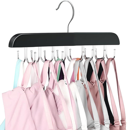 Belt Hanger Bra Hanger Tie Rack, Belt Organizer for Closet Accessories with 14 Hooks, Sturdy Wood for Closet Organizers and Storage.