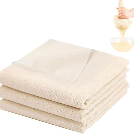 Cheese Cloths,100% Cotton Reusable Cheesecloth with Closed Edges, 2 Pcs 50 x 50cm and 1 Pcs 100 x 100cm Unbleached Muslin Cloth Mesh Fabric Filter for Straining, Cooking, Juice, Cheese Making.