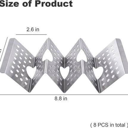 Taco Holders Taco Stand, 8 Packs Stainless Steel Taco Stand Rack Tray Hollow Corn Holders Can Hold 2 or 3 Shells Tacos.