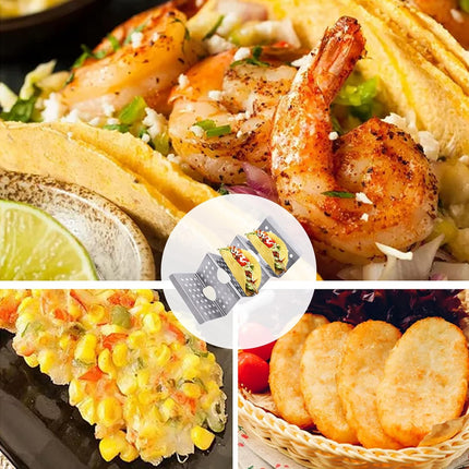 Taco Holders Taco Stand, 8 Packs Stainless Steel Taco Stand Rack Tray Hollow Corn Holders Can Hold 2 or 3 Shells Tacos.