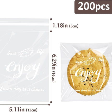 Clear Self Sealing Cellophane Bags, 5x7 Inch Cookie Treat Bags, 200 Pcs Resealable Cellophane Bag for Packaging Cookies, Gifts, Products, Pastry, Candy.