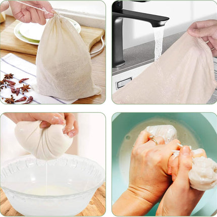 Nut Milk Bags, 3 Pack Cheesecloth Bags Filter, 13.78 x 17.72 in, Unbleached Cotton Muslin Cloth Bags for Cheese, Tea, Yogurt, Nut Milk, Juice, Wine, Coffee.
