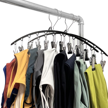 Legging Organizer for Closet, 2 Pack Metal Yoga Pants Hangers 10 Clips Holds 20 Leggings, Space Saving Hanging Closet Organizer Rubber Coated for Organizers and Storage (Black).
