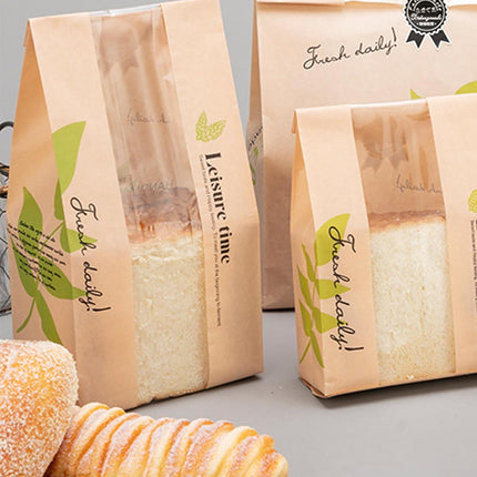 25 Pcs Paper Bread Bags with Sealing wire, for Homemade Bread, Sourdough Bag with Window, 12.2 x 8.3 x 3.5 inch Large Brown Kraft Toast Bags for Baked Food Packaging Storage.
