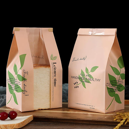 25 Pcs Paper Bread Bags with Sealing wire, for Homemade Bread, Sourdough Bag with Window, 12.2 x 8.3 x 3.5 inch Large Brown Kraft Toast Bags for Baked Food Packaging Storage.