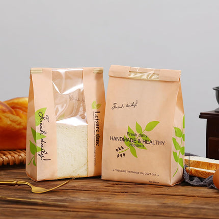 25 Pcs Paper Bread Bags with Sealing wire, for Homemade Bread, Sourdough Bag with Window, 12.2 x 8.3 x 3.5 inch Large Brown Kraft Toast Bags for Baked Food Packaging Storage.