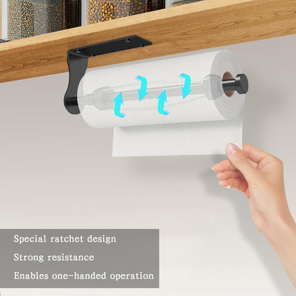 Paper Towel Holder Under Cabinet, Self Adhesive or Drilling, Wall Mount Stainless Steel Paper Towel Rack for Kitchen Toilet Bathroom.