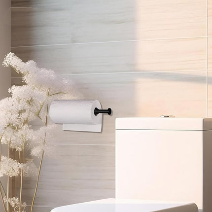 Paper Towel Holder Under Cabinet, Self Adhesive or Drilling, Wall Mount Stainless Steel Paper Towel Rack for Kitchen Toilet Bathroom.