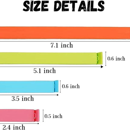 Plastic Food Bag Sealing Clip, 20 PCS Reusable Food Sealing Clips Colorful Snack Sealing Clip Bag Clips for Food Storage(2.4/3.5/5.1/7.1in).