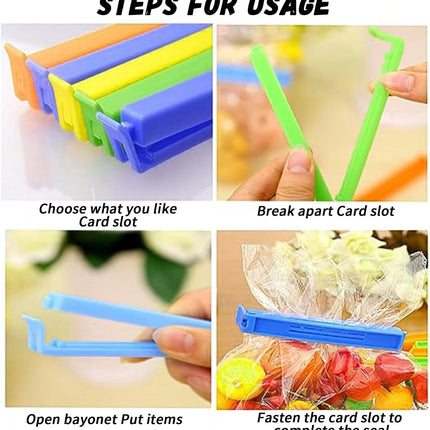 Plastic Food Bag Sealing Clip, 20 PCS Reusable Food Sealing Clips Colorful Snack Sealing Clip Bag Clips for Food Storage(2.4/3.5/5.1/7.1in).