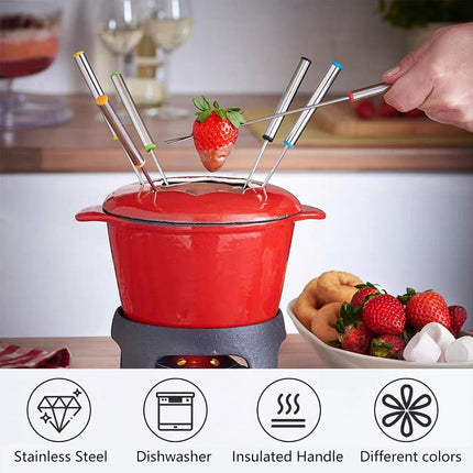 12 Pieces Fondue Forks, Stainless Steel Fondue Forks Roasting Sticks 24cm Fondue Skewers with Heat Resistant Handle for Cheese Chocolate Fondue Roast Marshmallows Meat.