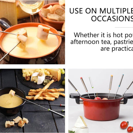 12 Pieces Fondue Forks, Stainless Steel Fondue Forks Roasting Sticks 24cm Fondue Skewers with Heat Resistant Handle for Cheese Chocolate Fondue Roast Marshmallows Meat.