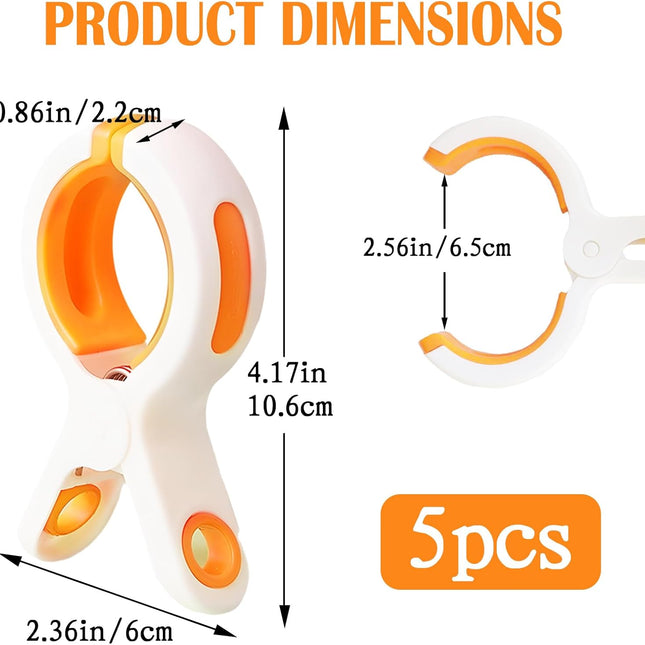 5 Pcs Beach Towel Clips for Beach Chairs, Plastic Towel Pegs Towel Holder, Windproof Clothes Pins Outdoor Laundry Clamps.