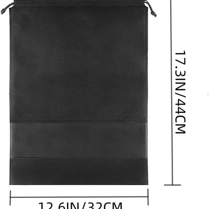 10-Pack Black Non-Woven Shoe Bags, 12.6"x17.3" Breathable Reusable Dustproof Storage Organizers for Travel, Closet, Boots & Seasonal Shoe Protection (10).