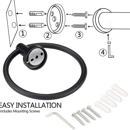 Hand Towel Ring, 304 Stainless Steel Towel Ring Hanging Round for Bathroom and Kitchen.