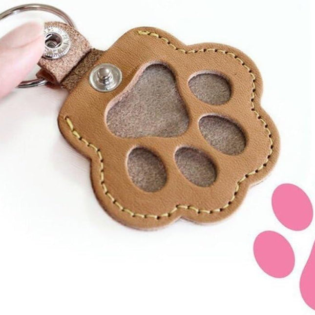 Pet Hair Storage Bag 3pcs Leather Cat Paw Keychain Portable Pet Hair Memorial Keepsake Keyring for Pet Commemorative.