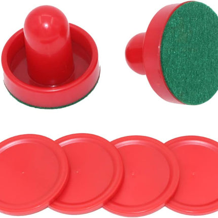 Air Hockey Pushers & Pucks Set, 60mm Mini Goal Handles Paddles Replacement Accessories for Game Tables - Red As Shown.
