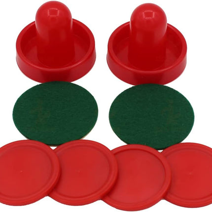 Air Hockey Pushers & Pucks Set, 60mm Mini Goal Handles Paddles Replacement Accessories for Game Tables - Red As Shown.