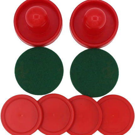 Air Hockey Pushers & Pucks Set, 60mm Mini Goal Handles Paddles Replacement Accessories for Game Tables - Red As Shown.