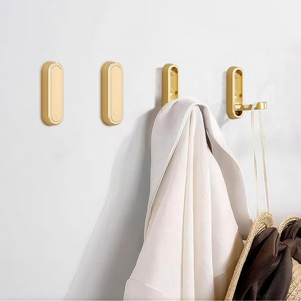 Foldable Towel Hooks for Bathroom 4 Pack,Wall Hooks for Hanging Heavy Duty Coat Robe Purse Foldable Hooks Storage Solution for Bathroom,Closet,Entryway,Pool and Kitchen (4, Brushed Gold).