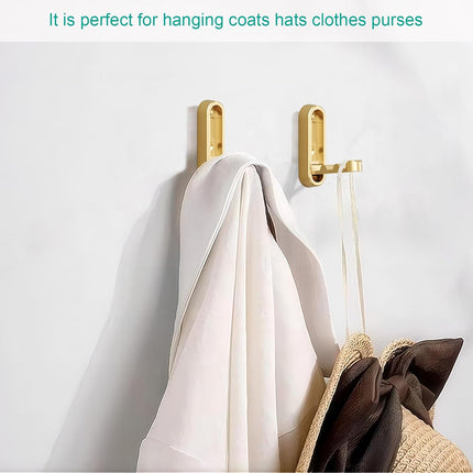 Foldable Towel Hooks for Bathroom 4 Pack,Wall Hooks for Hanging Heavy Duty Coat Robe Purse Foldable Hooks Storage Solution for Bathroom,Closet,Entryway,Pool and Kitchen (4, Brushed Gold).
