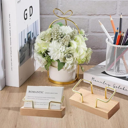 2PCS Wooden Business Card Holder for Desk,Creative Desk and Tabletop Display Stand for Office,Elegant Wood Card Stand Holder for Professional Use,Unique Business Card Organizer with Natural Finish.