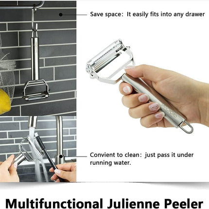Vegetable Peeler & Potato Peelers for Kitchen, Fruit, Carrot, Veggie Julienne Peeler, Shredded Carrots, Cucumber Julienne Slicer Vegetable Cutter, Dual Blade Stainless Steel Peeler.
