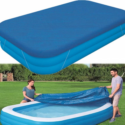 Rectangle Pool Cover,Pool Cover for Inflatable Pool,Rectangular Inflatable Swimming Pool Cover, 10ft X 6ft Dustproof Rainproof Waterproof Square Swimming Pool Cover,Family Pool Cover (Blue).