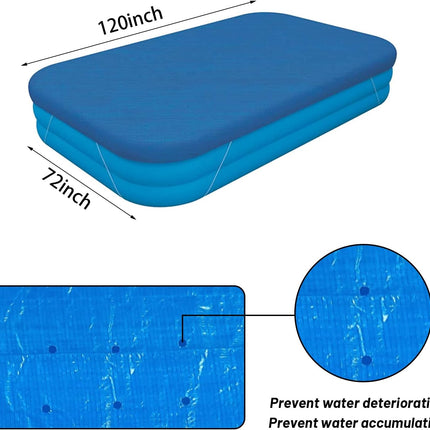 Rectangle Pool Cover,Pool Cover for Inflatable Pool,Rectangular Inflatable Swimming Pool Cover, 10ft X 6ft Dustproof Rainproof Waterproof Square Swimming Pool Cover,Family Pool Cover (Blue).