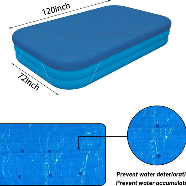 Rectangle Pool Cover,Pool Cover for Inflatable Pool,Rectangular Inflatable Swimming Pool Cover, 10ft X 6ft Dustproof Rainproof Waterproof Square Swimming Pool Cover,Family Pool Cover (Blue).