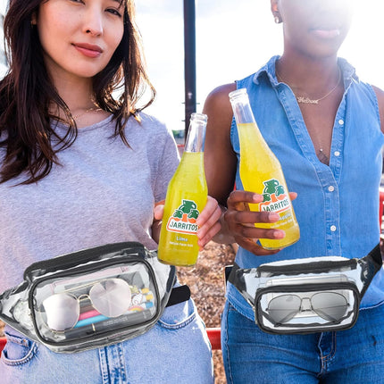 Clear Fanny Pack Stadium Approved, Waterproof Transparent Waist Bag, Clear Purse Adjustable Belt Bag for Travel, Beach, Events, Concerts Bag, Black, AB9285.