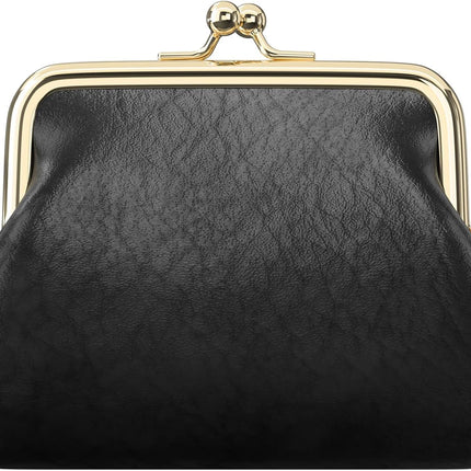 Coin Purse, Small PU Leather Change Purse, Coin Wallet with Clasp, Car Change Holder Pouch for Woman Men Kids Girls, Black.