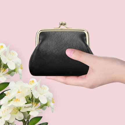 Coin Purse, Small PU Leather Change Purse, Coin Wallet with Clasp, Car Change Holder Pouch for Woman Men Kids Girls, Black.